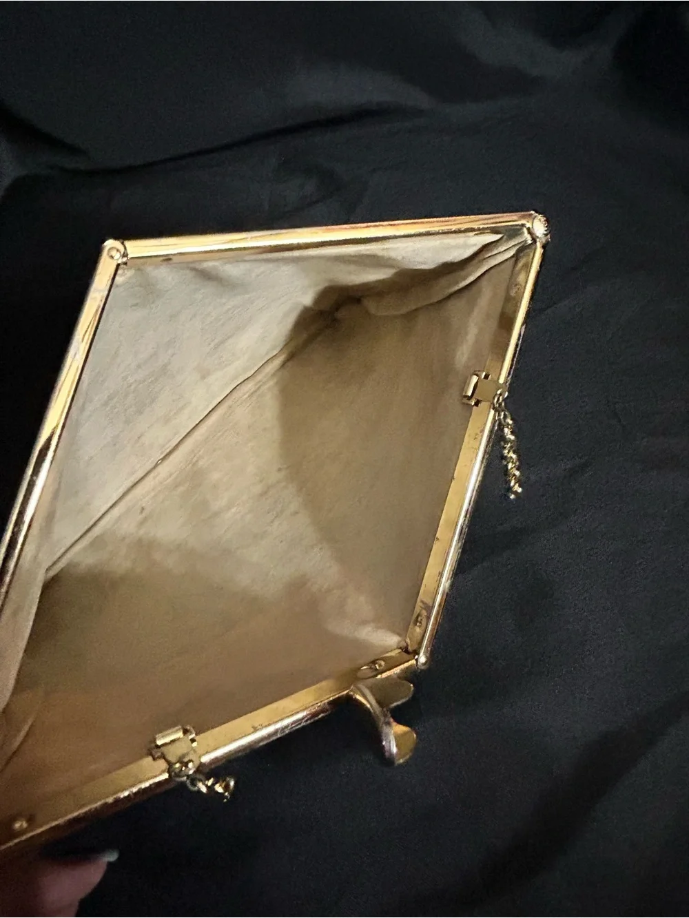 Vintage Textured Grey Clutch with Gold Frame